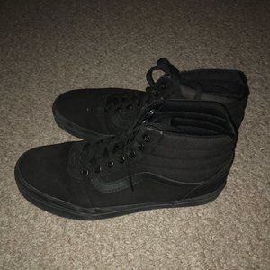 All Black Sk8-Hi Vans Women's 10
